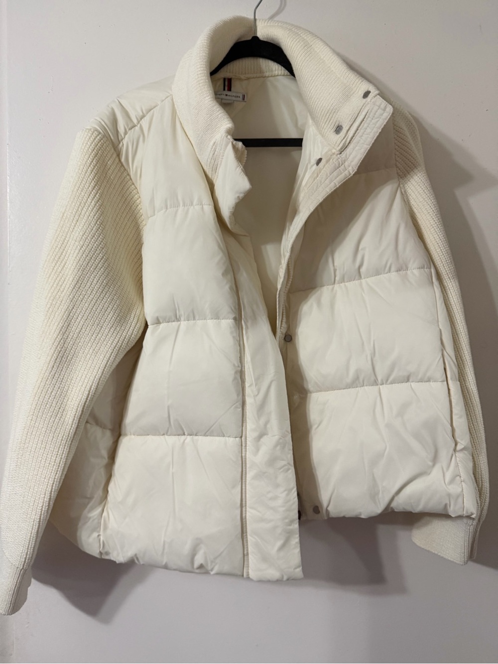 Tommy Hilfiger Cream Quilted Hybrid Puffer Jacket